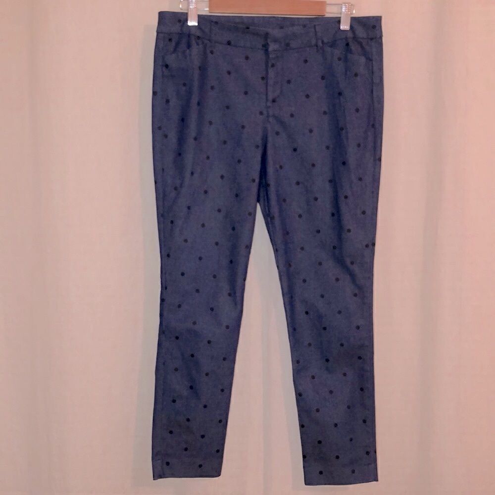 Blue Black 12-14 Polka Dot Ankle Crop Stretch Denim